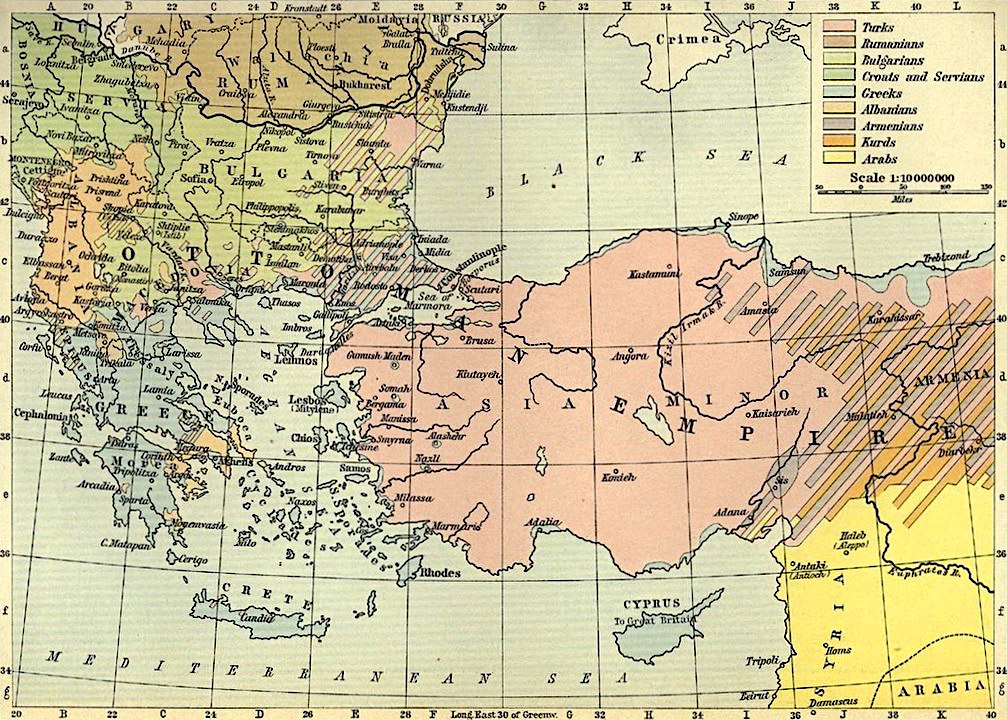 Ethnic groups in the Balkans and Asia Minor, early 20th Century, Historical Atlas, 1911.