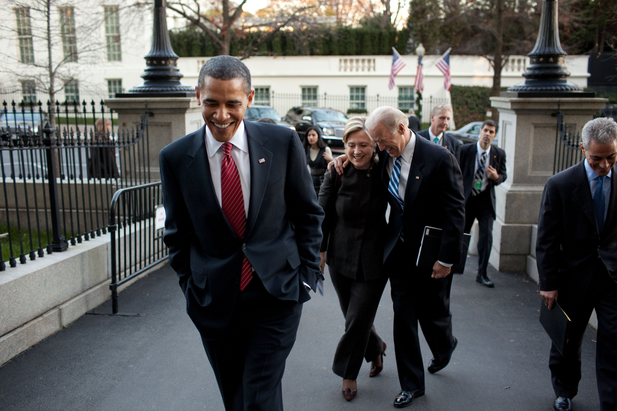 Dec. 1, 2009: President Barack Obama, Vice President Joe Biden, Secretary of State Hillary Clinton and Chief of Staff Rahm Emanuel. (White House, Pete Souza)