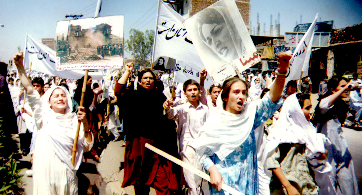 RAWA protest rally against Taliban in Peshawar April28 1998