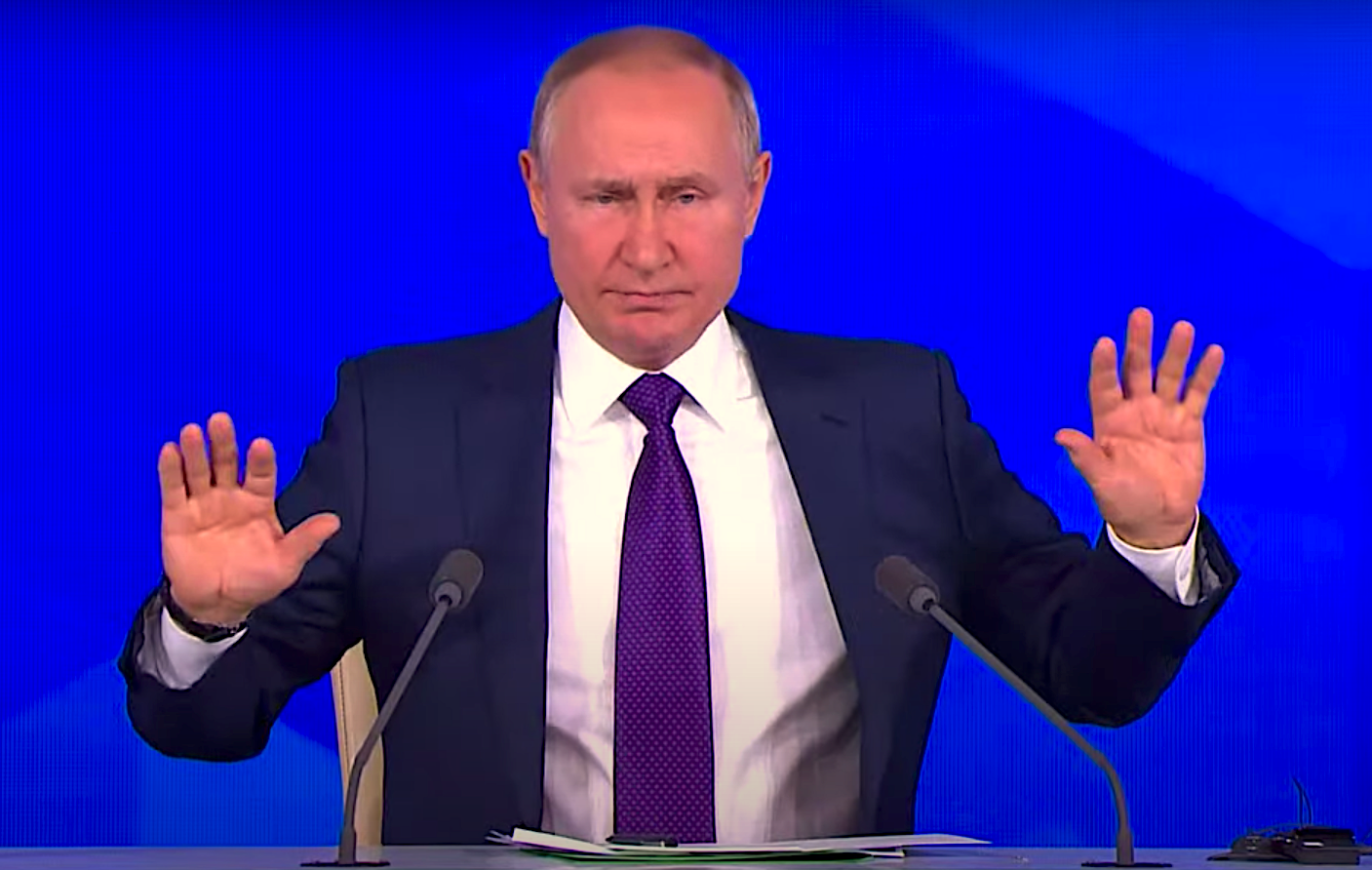 Putin at his press conference in December 2021. Photo: YouTube/RT