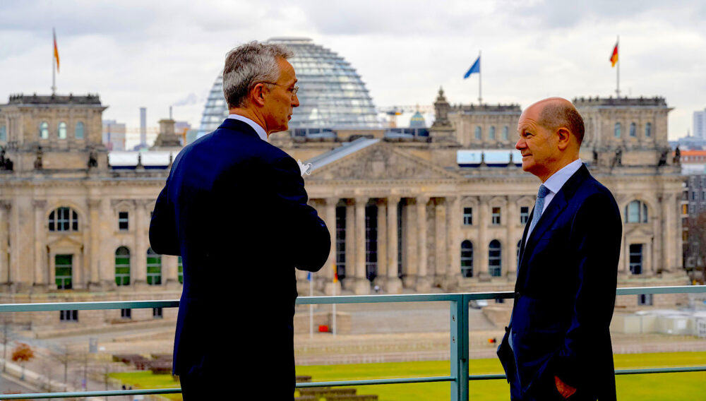 NATO Secretary General Jens Stoltenberg (left) with German Chancellor Olaf Scholz (right) in Berlin, January 18, 2021. Photo: NATO/Flickr. 